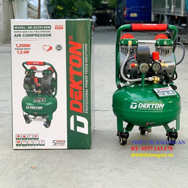 Máy Nén Khí Không Dầu Mini Dekton DK-AC2912SW Có Bánh Xe 12 Lít